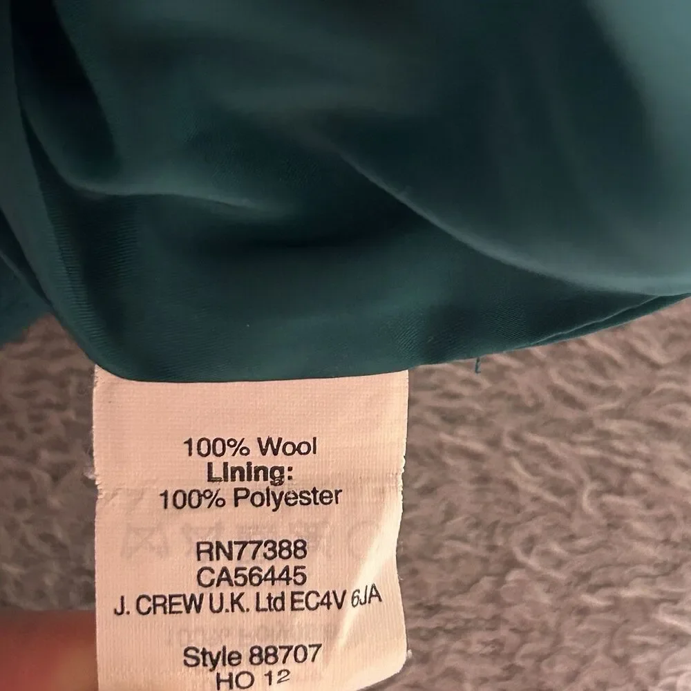 J.Crew No. 2 Pencil Skirt Womens 4 Green 100% Wool Classic Preppy Office Career